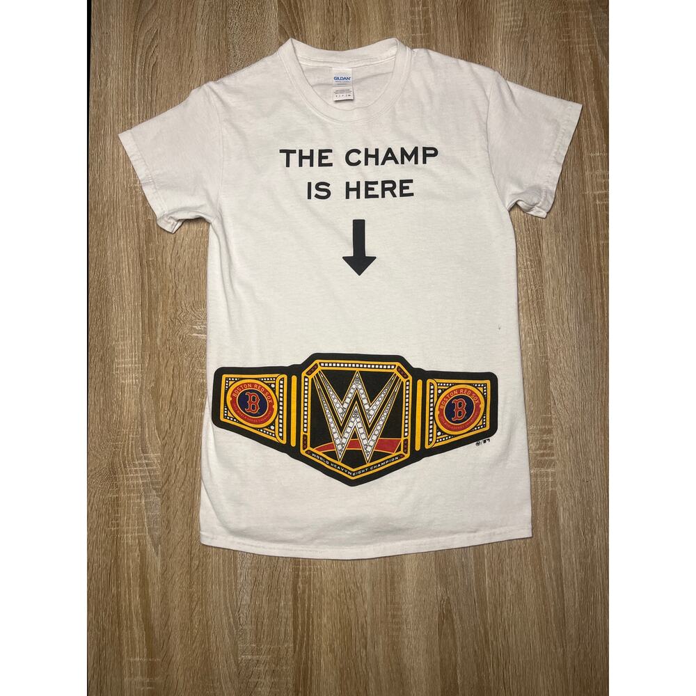 Boston Red Sox WWE The Champ is Here World Series Collab White TShirt Small